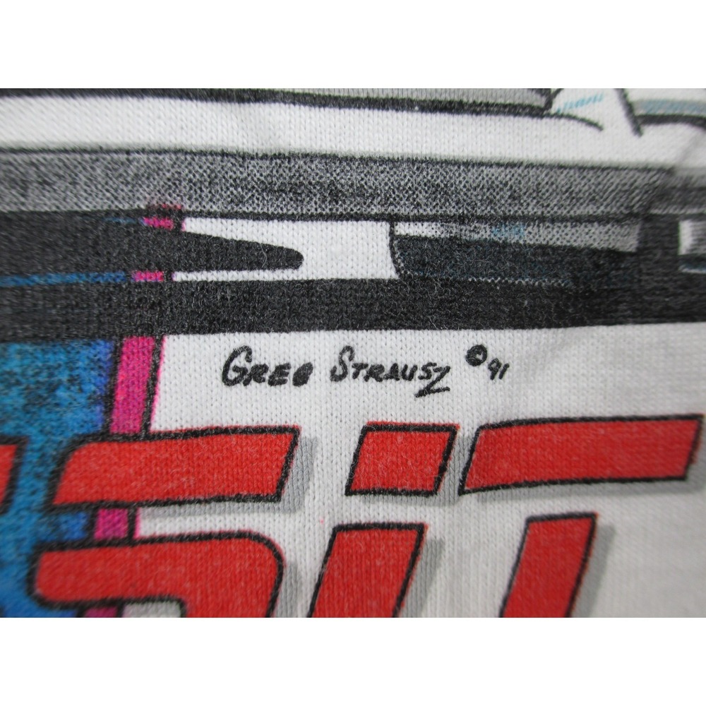VINTAGE‎ Emerson Fittipaldi Shirt Mens Medium White Rapid Transit Racing 1991* - Picture 4 of 9